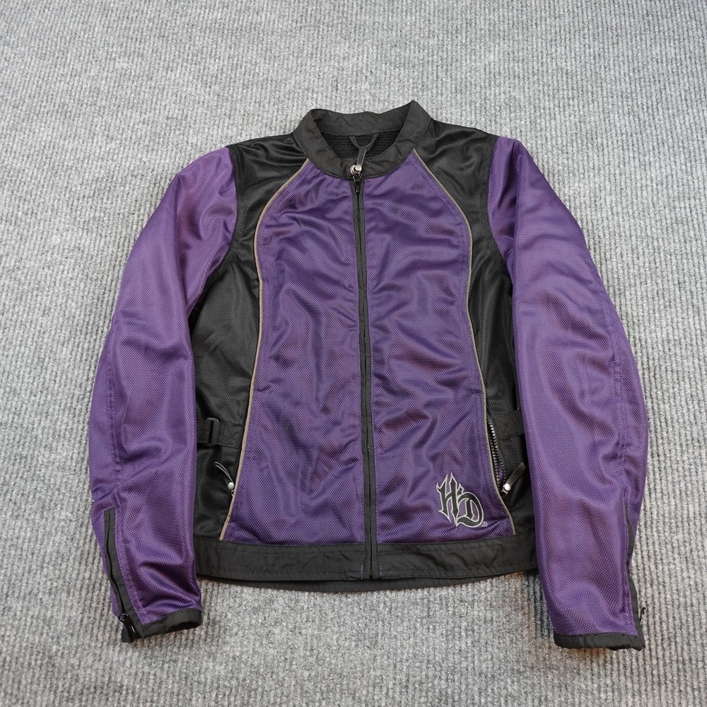 Harley-Davidson Jacket Womens Small Purple Black Mesh Motorcycle Riding Vented